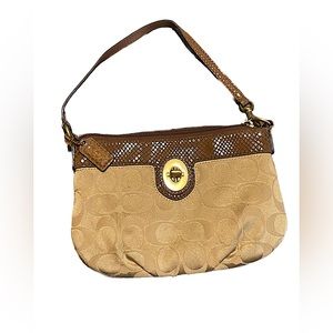 Vintage Coach C Monogram Wristlet Brown Snakeskin